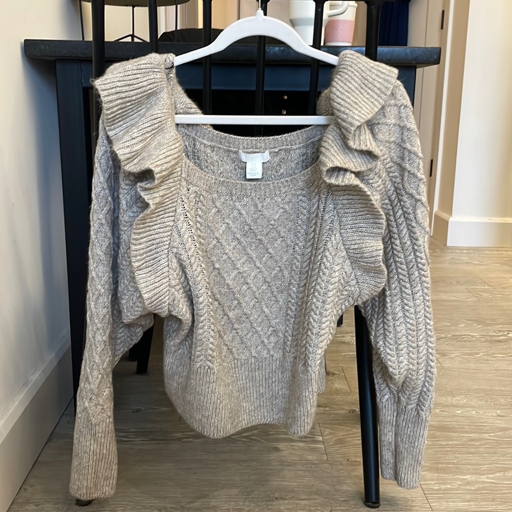 H&M square neck oatmeal beige sweater